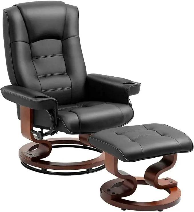 Adjustable Faux Leather Swivel Recliner Chair With Ottoman - Sleep Galleria