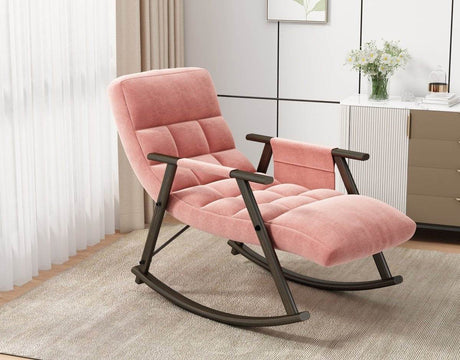 Adjustable Velvet Upholstered Folding Rocking Chair - Sleep Galleria