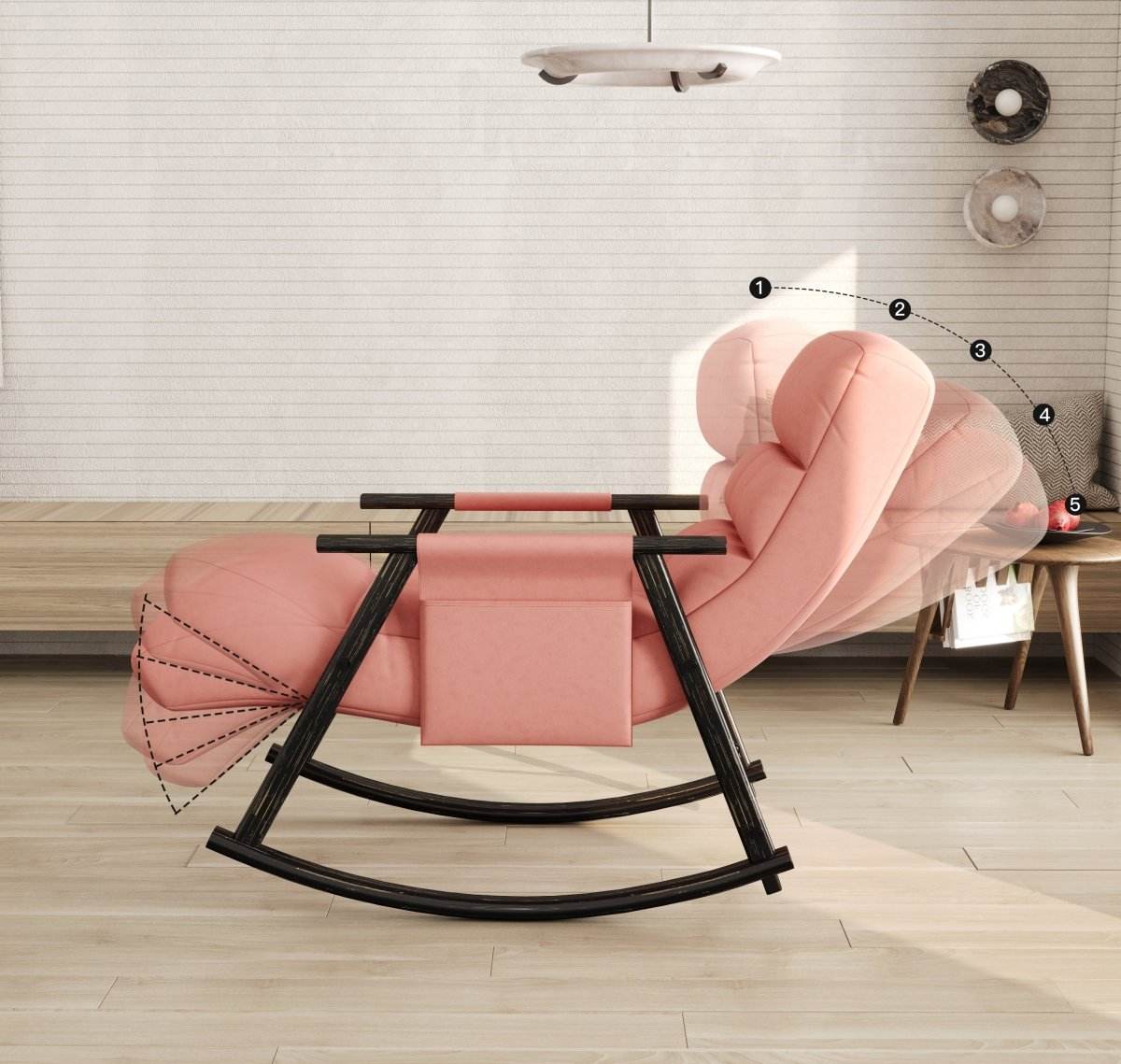 Adjustable Velvet Upholstered Folding Rocking Chair - Sleep Galleria