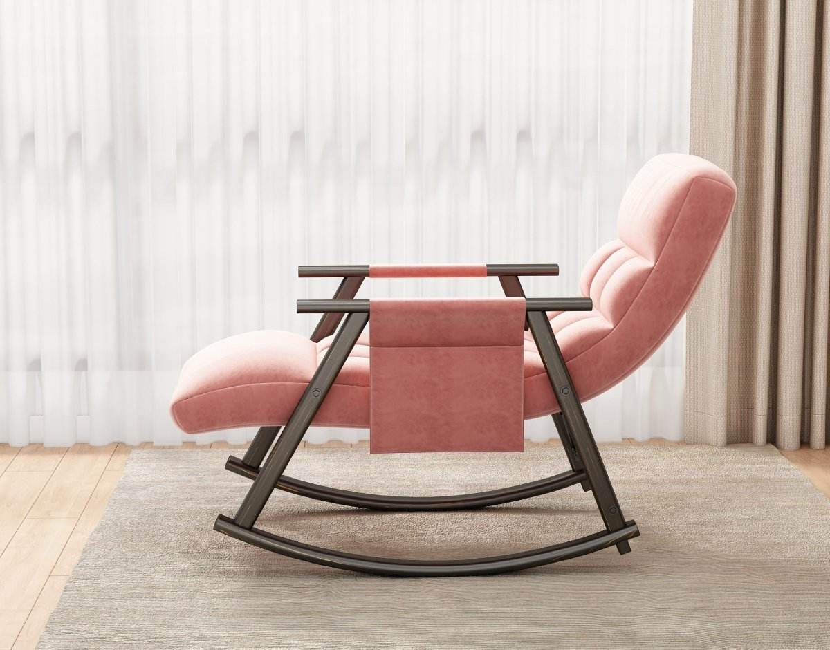 Adjustable Velvet Upholstered Folding Rocking Chair - Sleep Galleria