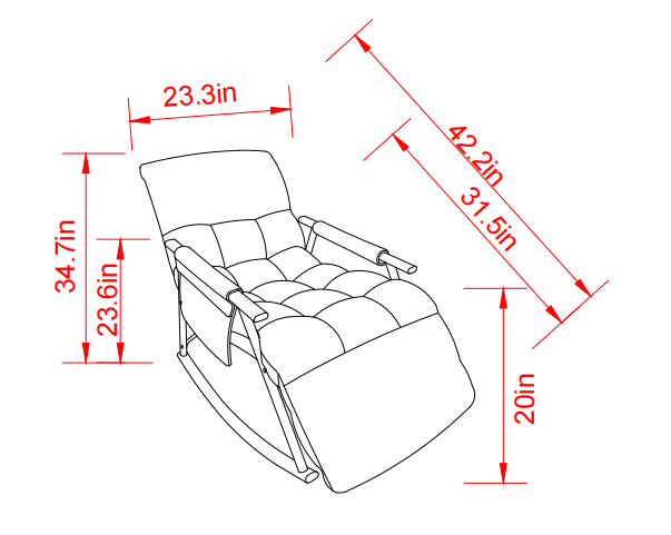 Adjustable Velvet Upholstered Folding Rocking Chair - Sleep Galleria