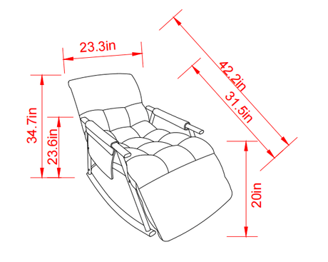 Adjustable Velvet Upholstered Folding Rocking Chair - Sleep Galleria