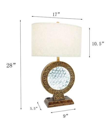 Antique Polyresin Table Lamp With Floating Crystal Decor - Driftwood - Sleep Galleria
