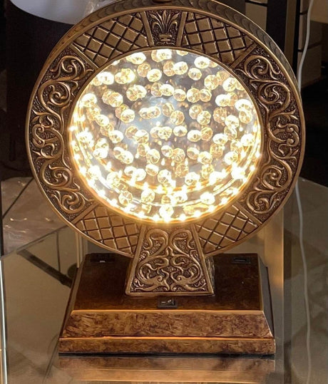 Antique Polyresin Table Lamp With Floating Crystal Decor - Driftwood - Sleep Galleria