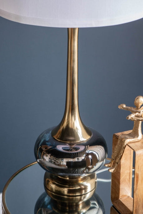 Artistic Aluminum And Glass Table Lamp With Drum Shade - Sleep Galleria