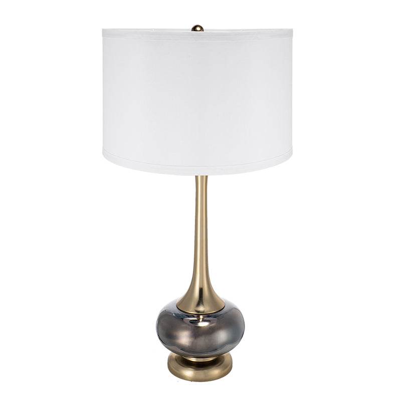 Artistic Aluminum And Glass Table Lamp With Drum Shade - Sleep Galleria
