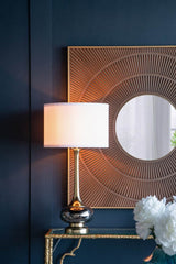 Artistic Aluminum And Glass Table Lamp With Drum Shade - Sleep Galleria
