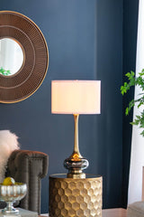 Artistic Aluminum And Glass Table Lamp With Drum Shade - Sleep Galleria