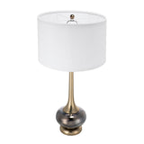 Artistic Aluminum And Glass Table Lamp With Drum Shade - Sleep Galleria