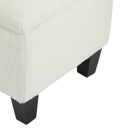 Beige Boucle Storage Ottoman Bench With Foam Cushion - Driftwood - Sleep Galleria