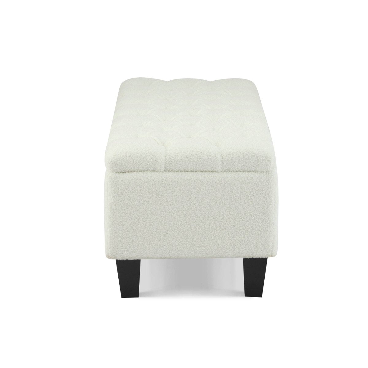 Beige Boucle Storage Ottoman Bench With Foam Cushion - Sleep Galleria