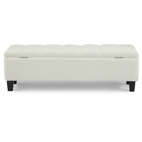 Beige Boucle Storage Ottoman Bench With Foam Cushion - Driftwood - Sleep Galleria