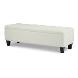 Beige Boucle Storage Ottoman Bench With Foam Cushion - Sleep Galleria