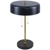 Black Metal Drum Shade Table Lamp With Pull Chain - Sleep Galleria
