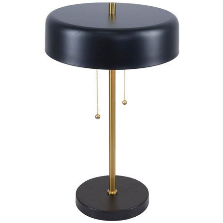 Black Metal Drum Shade Table Lamp With Pull Chain - Sleep Galleria