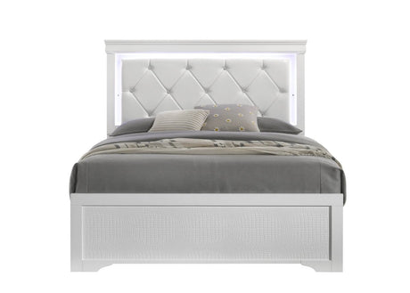 Blaze Modern 4 - Piece Bedroom Set With LED Bed Frame - Driftwood - Sleep Galleria