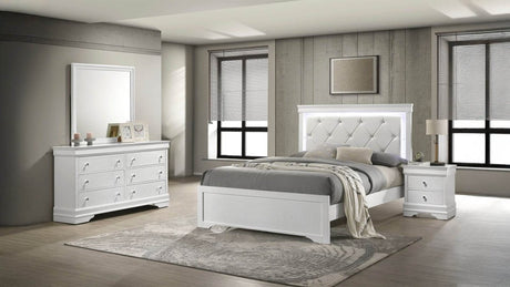 Blaze Modern 4 - Piece Bedroom Set With LED Bed Frame - Driftwood - Sleep Galleria