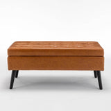 Brown PU Leather Storage Ottoman Bench With Storage - Sleep Galleria