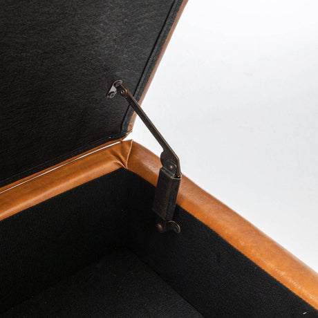 Brown PU Leather Storage Ottoman Bench With Storage - Sleep Galleria
