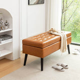 Brown PU Leather Storage Ottoman Bench With Storage - Sleep Galleria