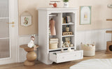 Children’s White Wardrobe With Hanging Rod And Drawers - Driftwood - Sleep Galleria