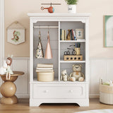 Children’s White Wardrobe With Hanging Rod And Drawers - Driftwood - Sleep Galleria
