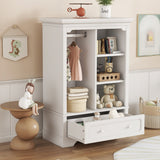 Children’s White Wardrobe With Hanging Rod And Drawers - Driftwood - Sleep Galleria