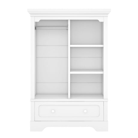 Children’s White Wardrobe With Hanging Rod And Drawers - Driftwood - Sleep Galleria