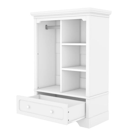 Children’s White Wardrobe With Hanging Rod And Drawers - Driftwood - Sleep Galleria