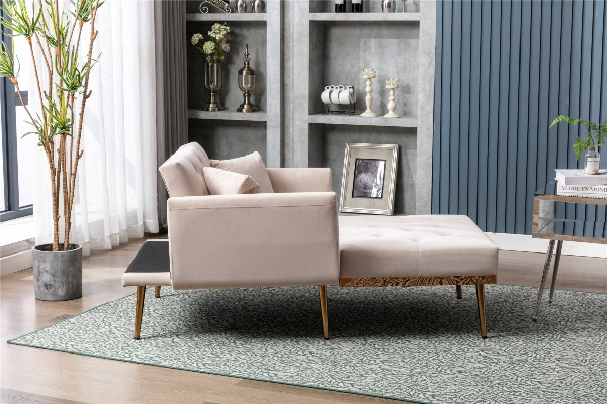 Classic Velvet Upholstered Adjustable Chaise Lounge Chair - Driftwood - Sleep Galleria