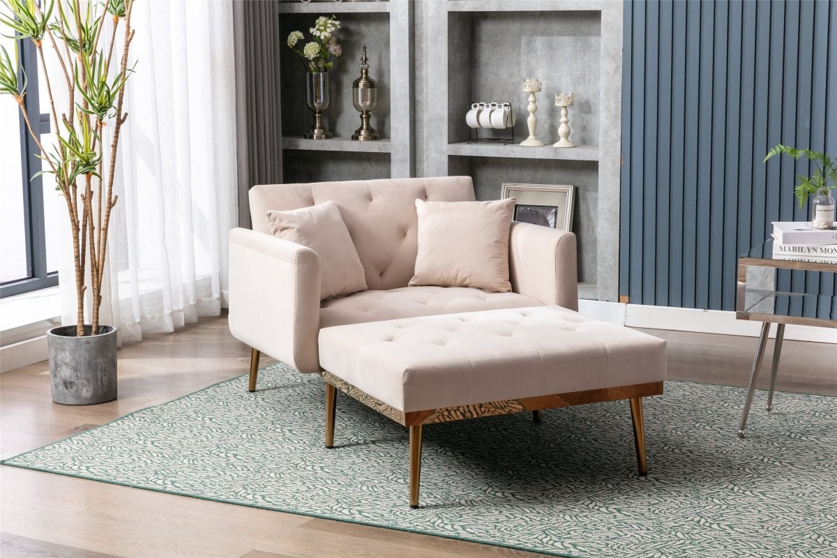 Classic Velvet Upholstered Adjustable Chaise Lounge Chair - Driftwood - Sleep Galleria