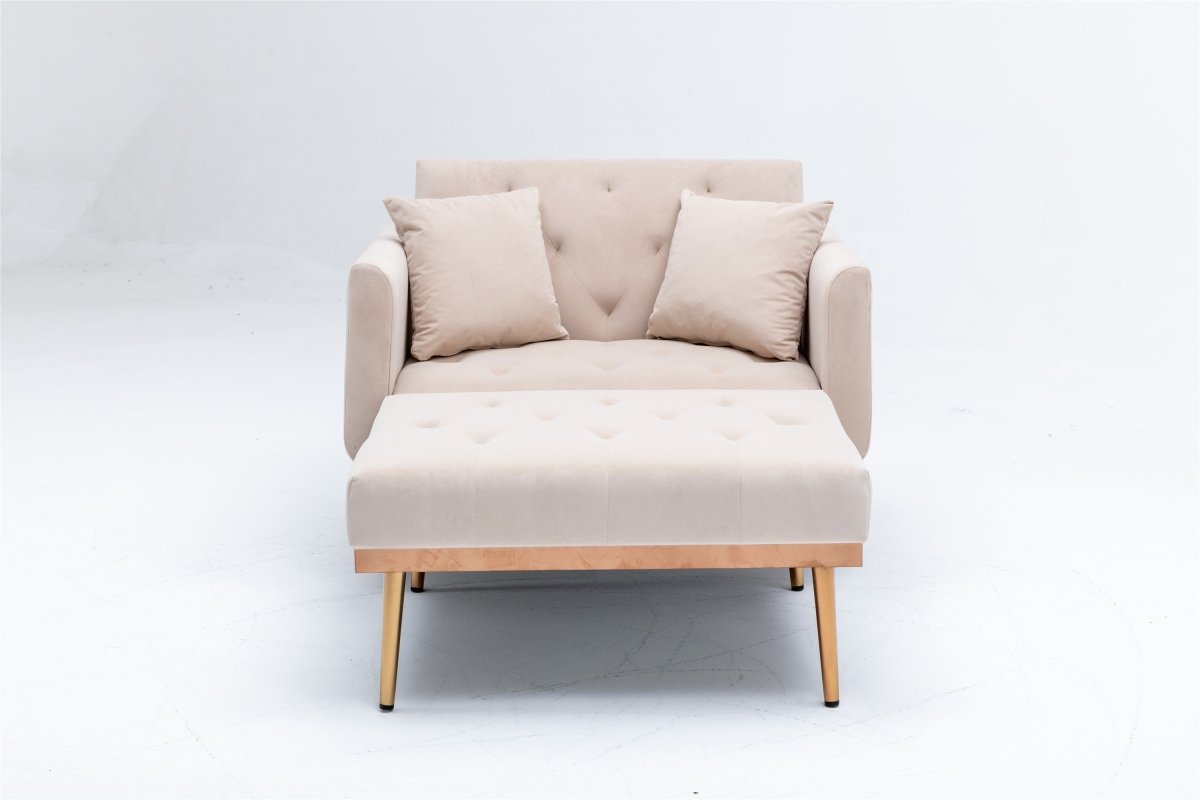 Classic Velvet Upholstered Adjustable Chaise Lounge Chair - Driftwood - Sleep Galleria