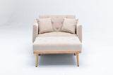 Classic Velvet Upholstered Adjustable Chaise Lounge Chair - Driftwood - Sleep Galleria