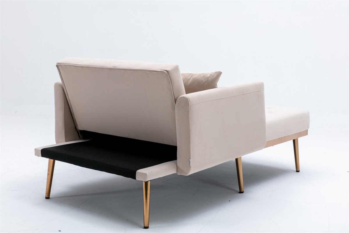 Classic Velvet Upholstered Adjustable Chaise Lounge Chair - Driftwood - Sleep Galleria