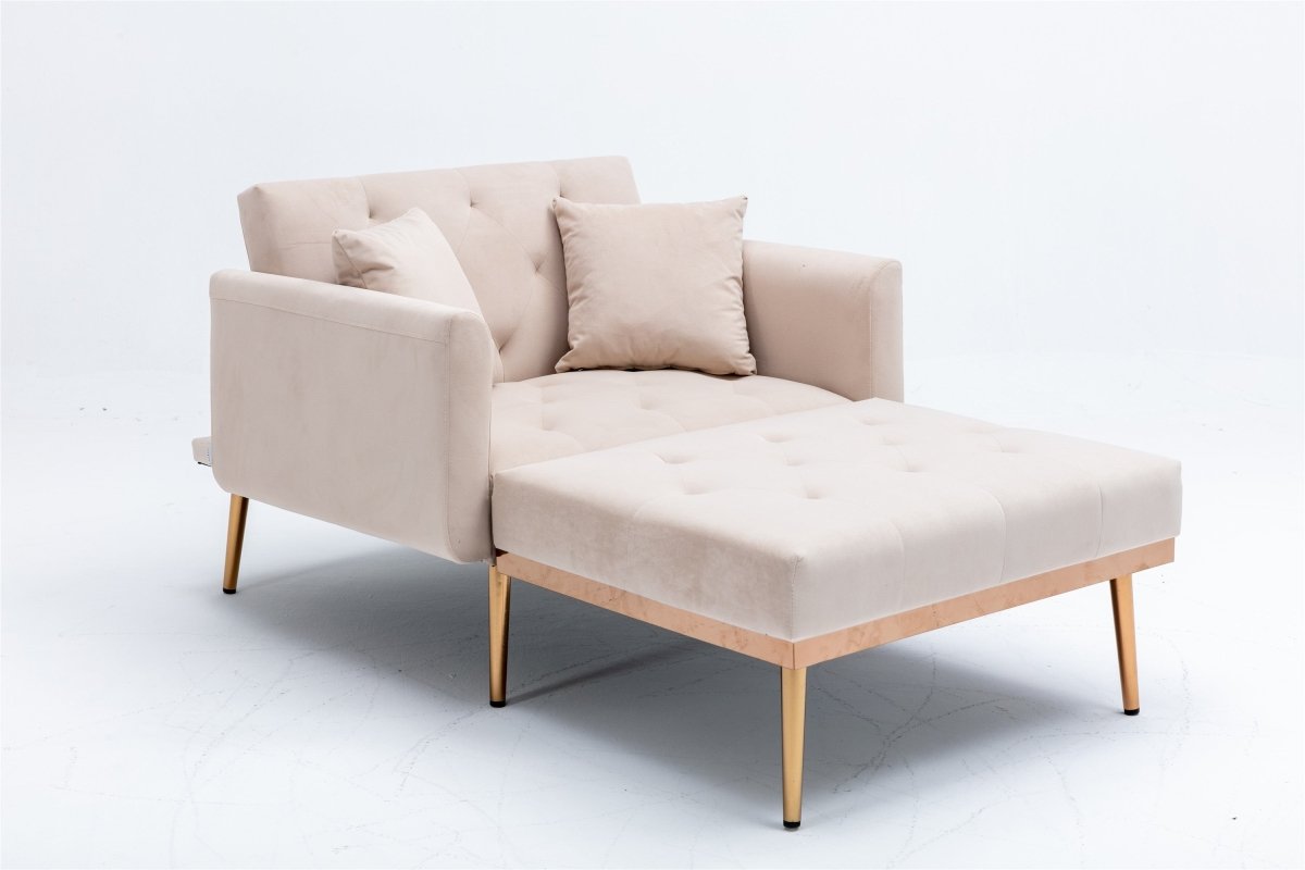 Classic Velvet Upholstered Adjustable Chaise Lounge Chair - Driftwood - Sleep Galleria