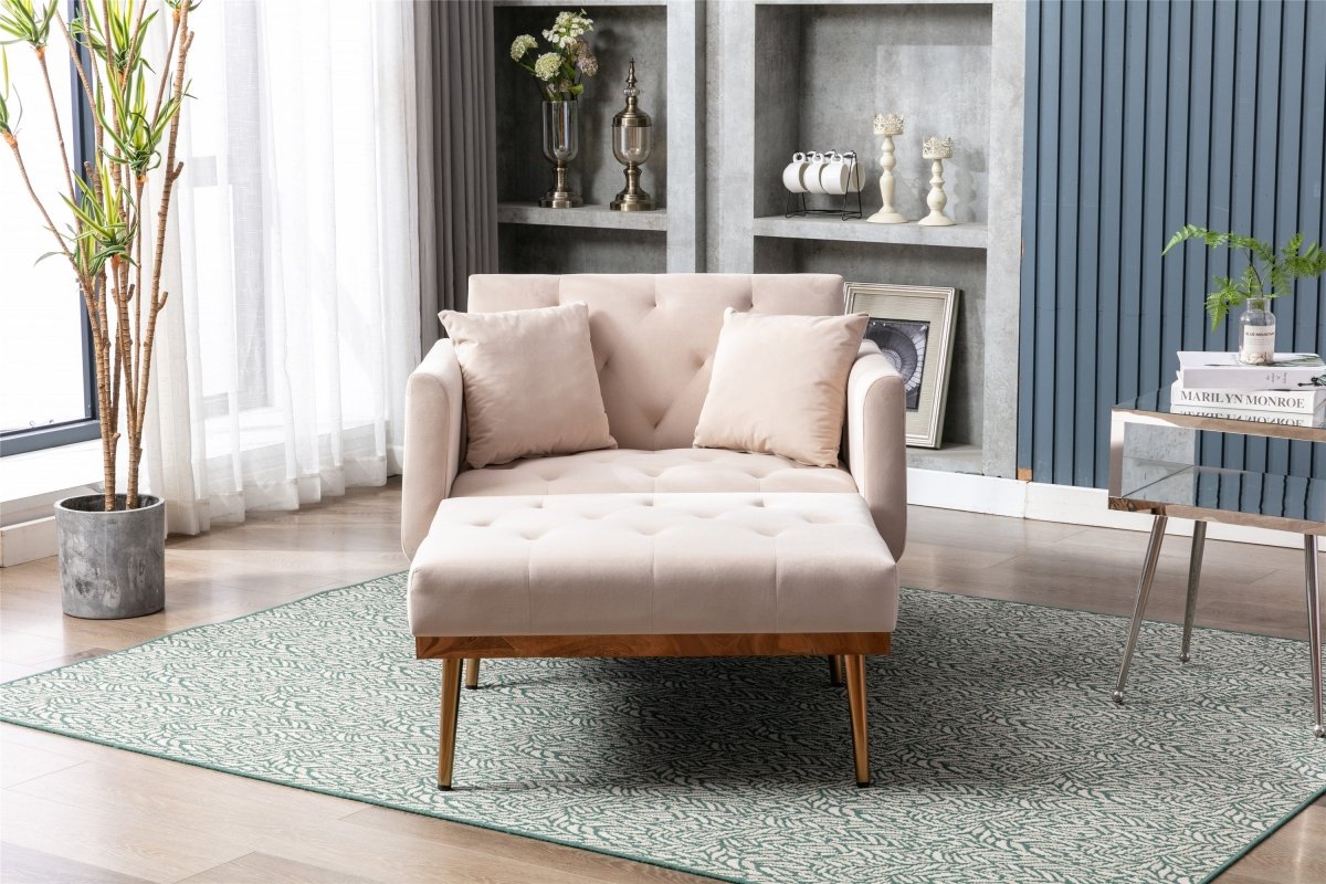Classic Velvet Upholstered Adjustable Chaise Lounge Chair - Driftwood - Sleep Galleria