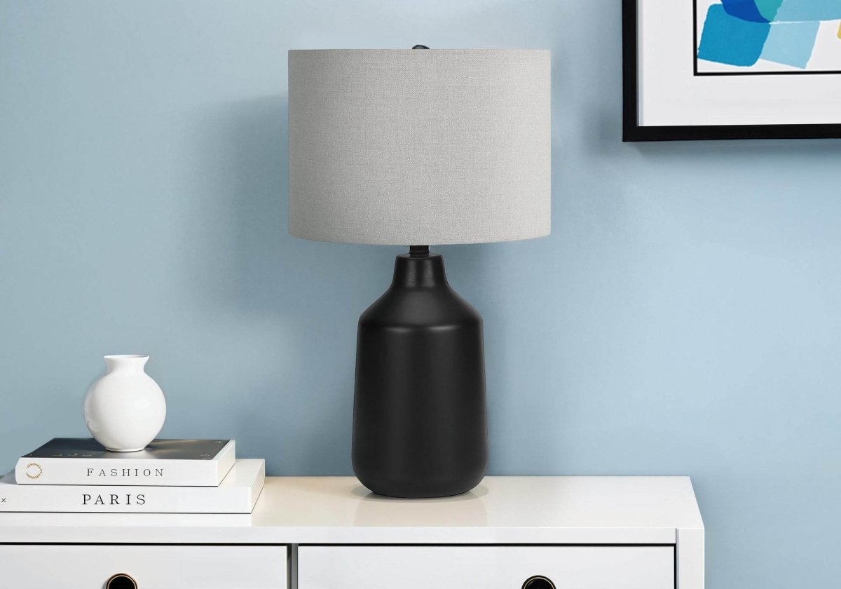 Contemporary Black Concrete Table Lamp With Grey Shade - Sleep Galleria