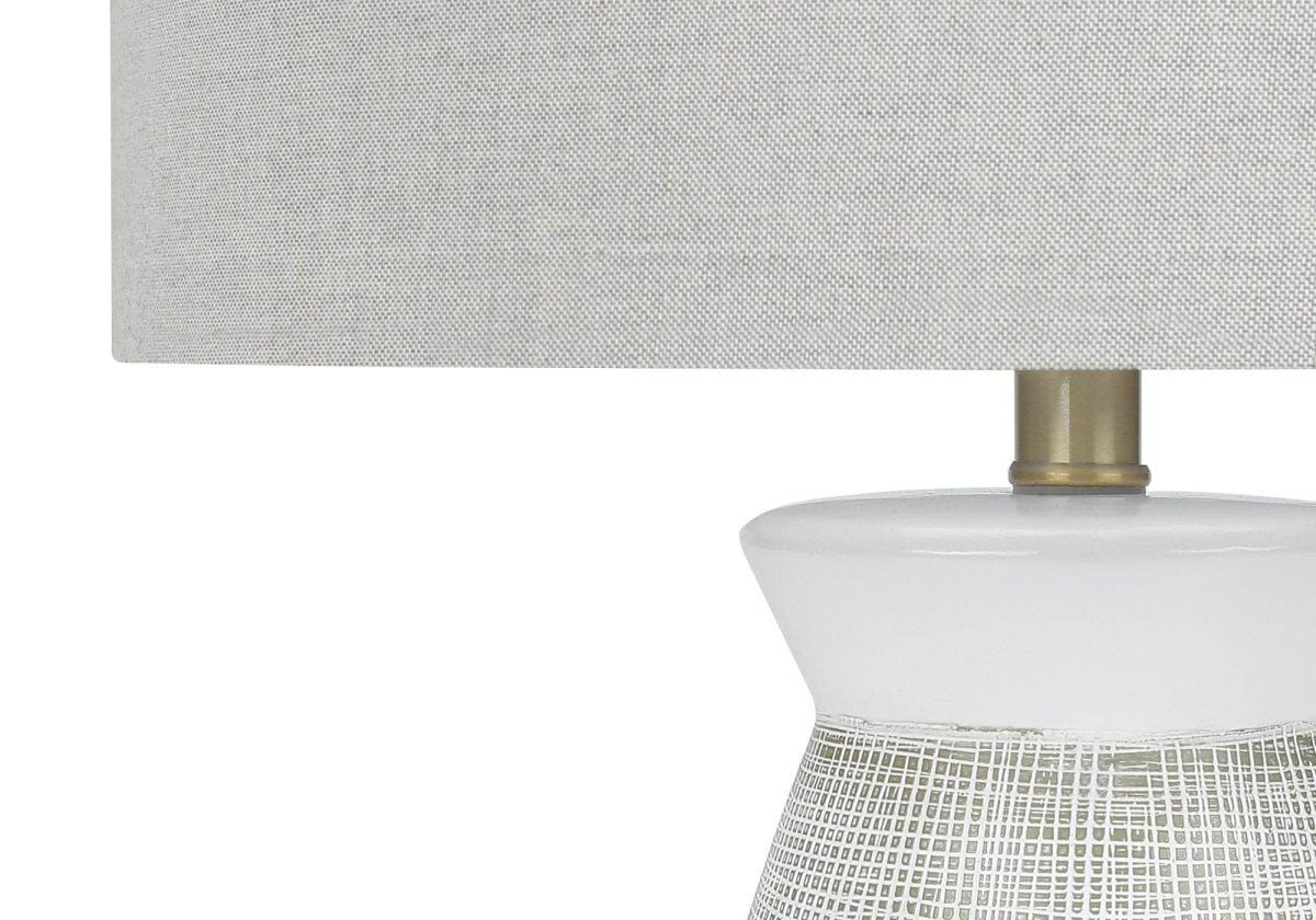 Contemporary Grey Ceramic Table Lamp With Linen Shade - Driftwood - Sleep Galleria