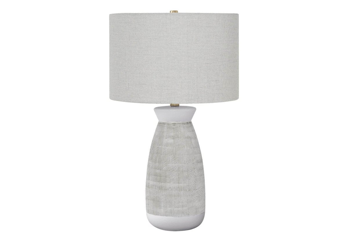 Contemporary Grey Ceramic Table Lamp With Linen Shade - Driftwood - Sleep Galleria