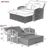 Convertible Outdoor Wicker Rattan Daybed With Storage Ottoman - Driftwood - Sleep Galleria
