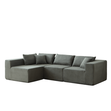 Corduroy Modular L - Shaped Sectional Sofa Set - Driftwood - Sleep Galleria