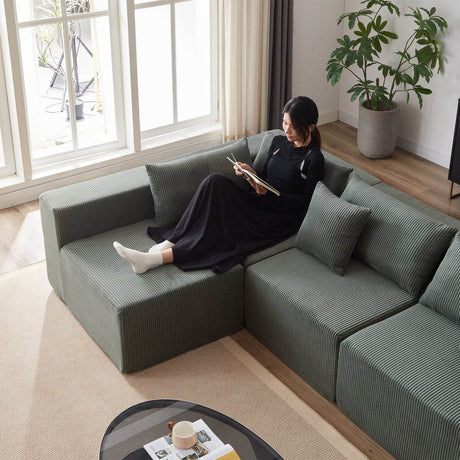 Corduroy Modular L - Shaped Sectional Sofa Set - Driftwood - Sleep Galleria