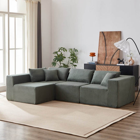 Corduroy Modular L - Shaped Sectional Sofa Set - Driftwood - Sleep Galleria