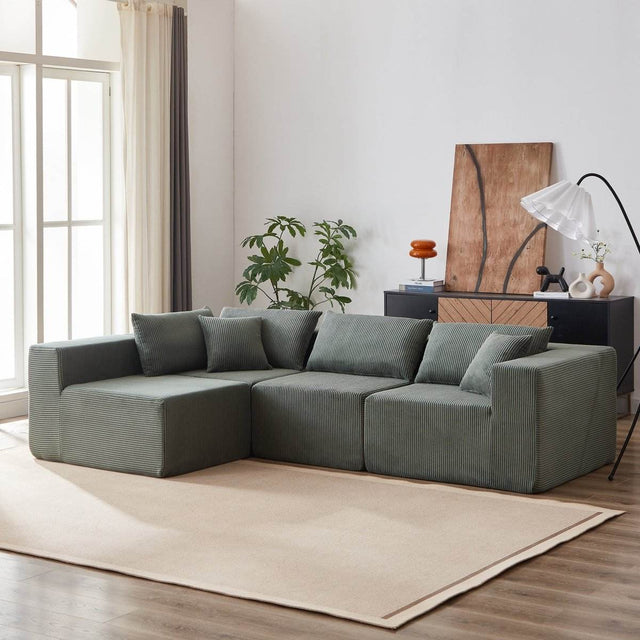 Corduroy Modular L-Shaped Sectional Sofa Set - Sleep Galleria
