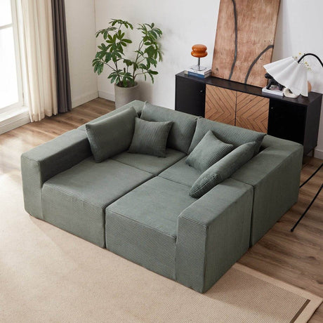 Corduroy Modular L - Shaped Sectional Sofa Set - Driftwood - Sleep Galleria