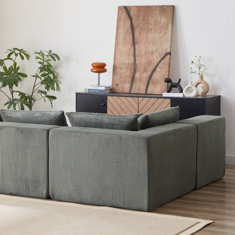 Corduroy Modular L - Shaped Sectional Sofa Set - Driftwood - Sleep Galleria