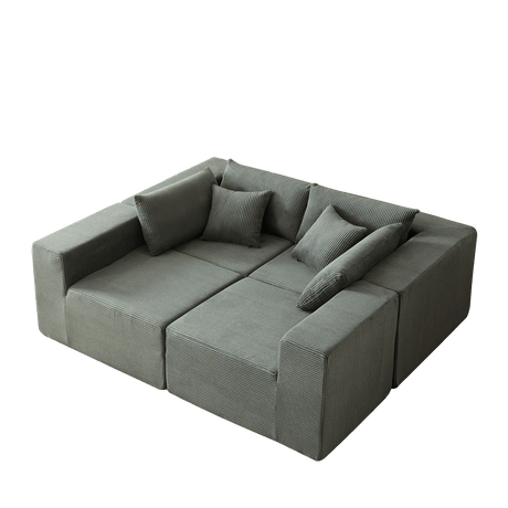 Corduroy Modular L - Shaped Sectional Sofa Set - Driftwood - Sleep Galleria