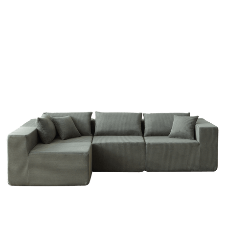 Corduroy Modular L - Shaped Sectional Sofa Set - Driftwood - Sleep Galleria