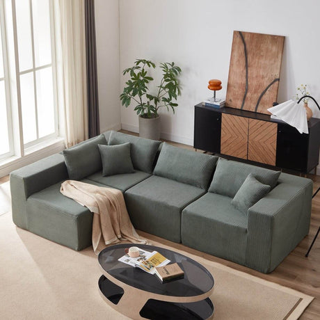 Corduroy Modular L - Shaped Sectional Sofa Set - Driftwood - Sleep Galleria