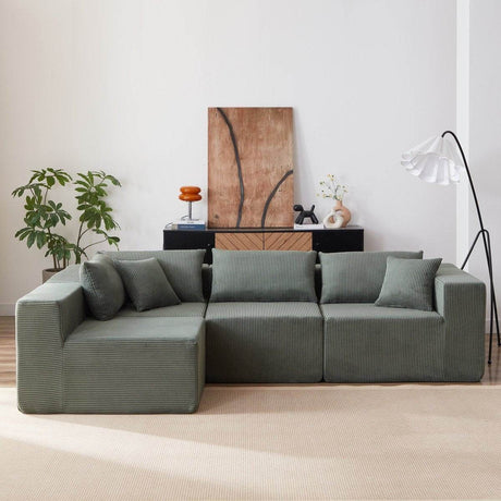 Corduroy Modular L - Shaped Sectional Sofa Set - Driftwood - Sleep Galleria
